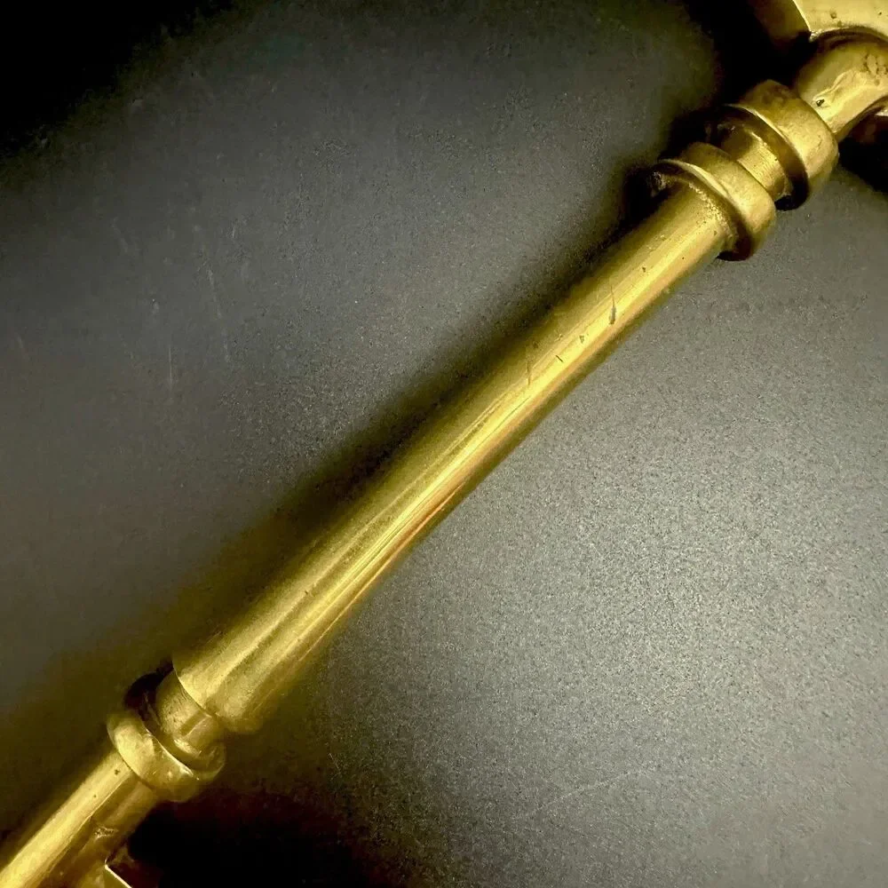 Vintage 14” Heavy Cast Brass Large Skeleton Heart Key Wall Hanging Decor